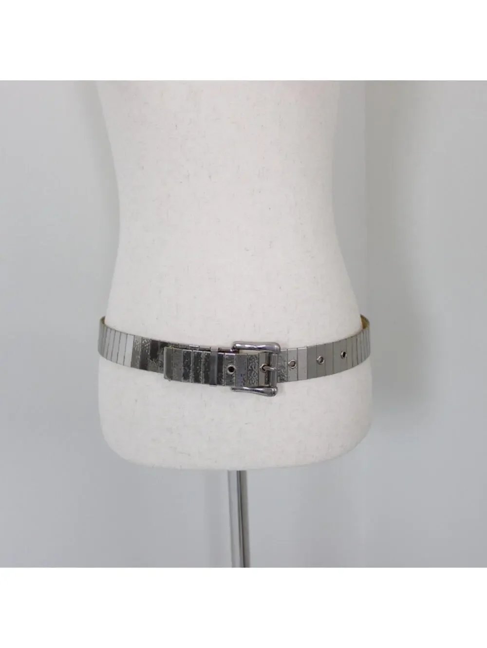 Vintage Gold Tone Metal Segmented pad Pat Pend Metallic Belt